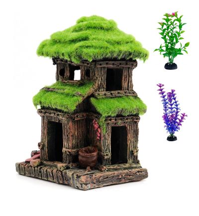 DECO FISH HOUSE WITH MOSS 10X5X5CM - N